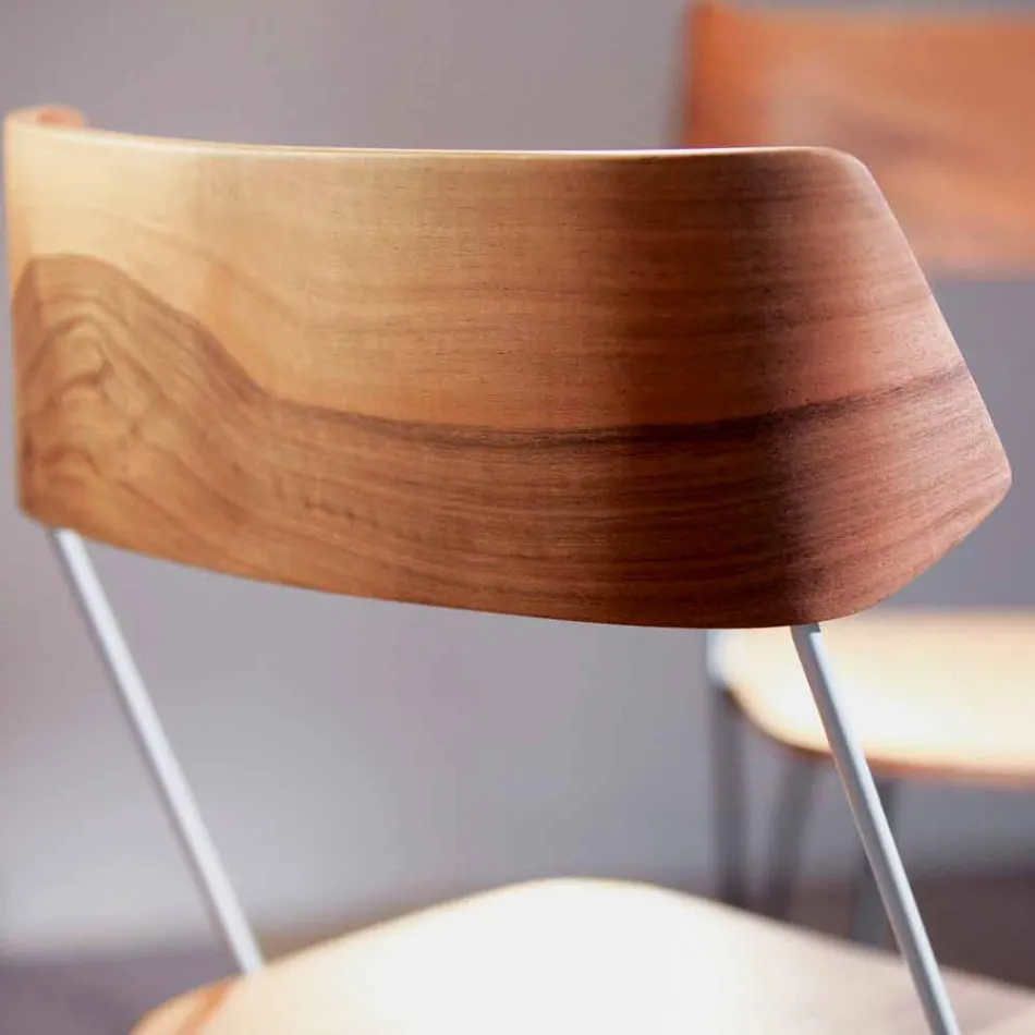 Silla de comedor artesanal en madera y acero Made in Italy - Valencia Viadurini