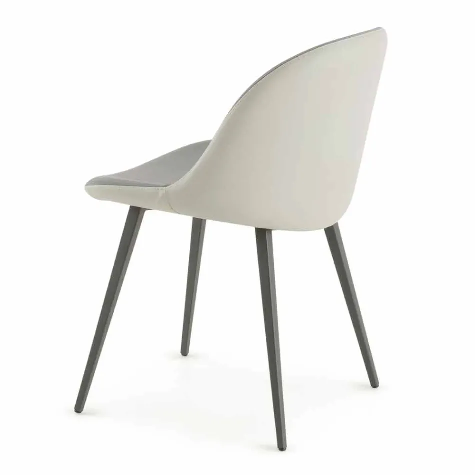 Silla de comedor con asiento de ecopiel Made in Italy, 2 piezas - Nobelio Viadurini
