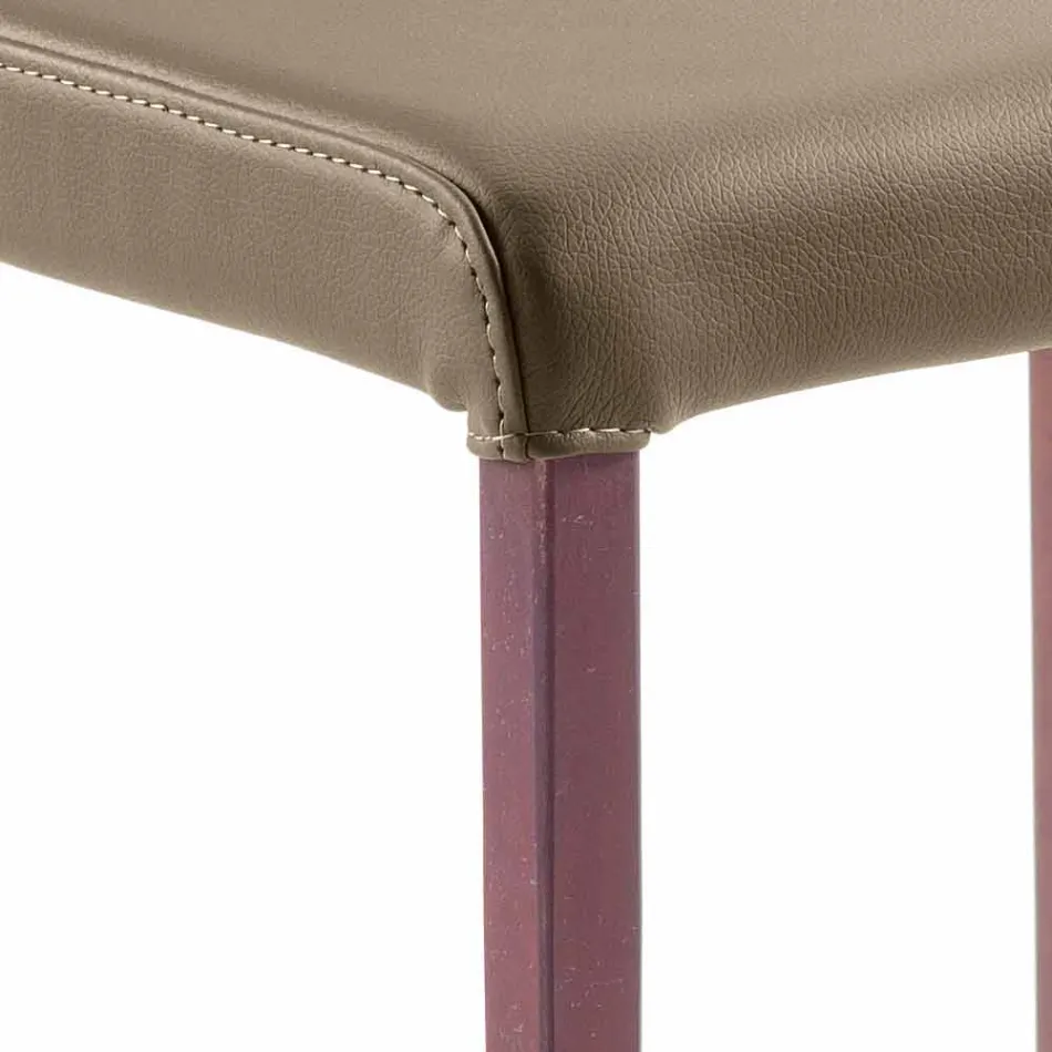 Silla de comedor con diseño de imitación de cuero Abbie, fabricada en Italia Viadurini