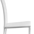 Silla de comedor de diseño tapizada en cuero Made in Italy - Sissy Viadurini