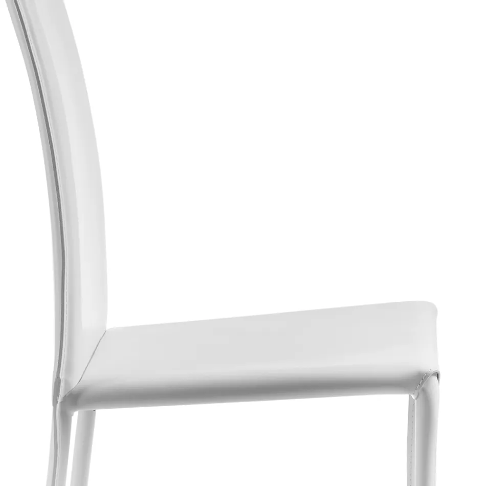 Silla de comedor de diseño tapizada en cuero Made in Italy - Sissy Viadurini