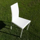 Silla de comedor de diseño tapizada en cuero Made in Italy - Sissy Viadurini