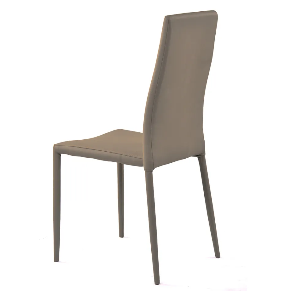 Silla de comedor apilable de cuero sintético de 4 piezas - Siberia Viadurini