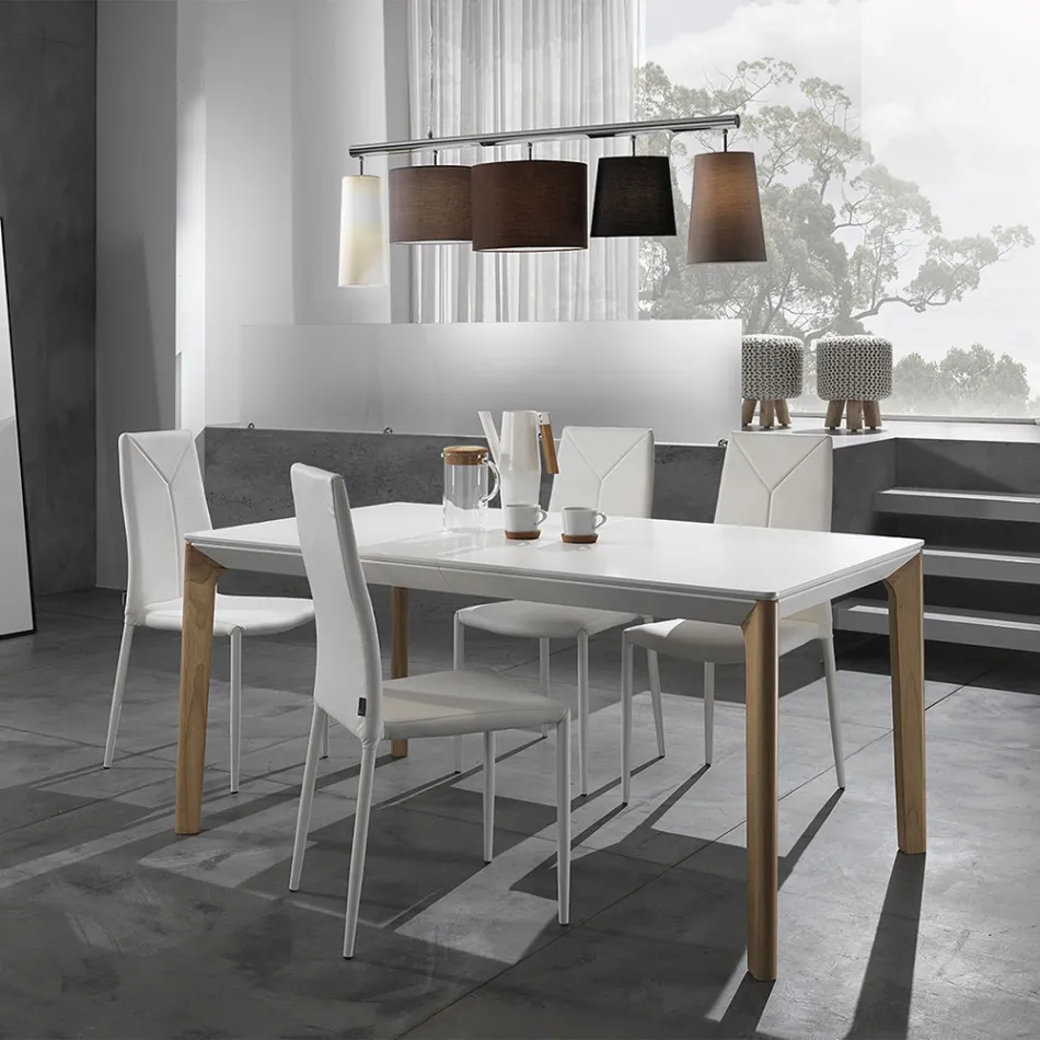 Silla de comedor apilable de cuero sintético de 4 piezas - Siberia Viadurini