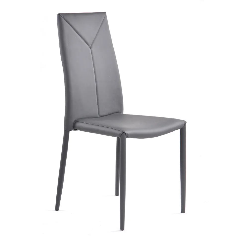 Silla de comedor apilable de cuero sintético de 4 piezas - Siberia Viadurini