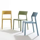 Silla de comedor apilable en polipropileno coloreado, 4 piezas - Abelia Viadurini