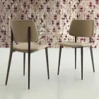Silla de comedor en Ecopiel y metal Made in Italy, 2 piezas - Selenio Viadurini