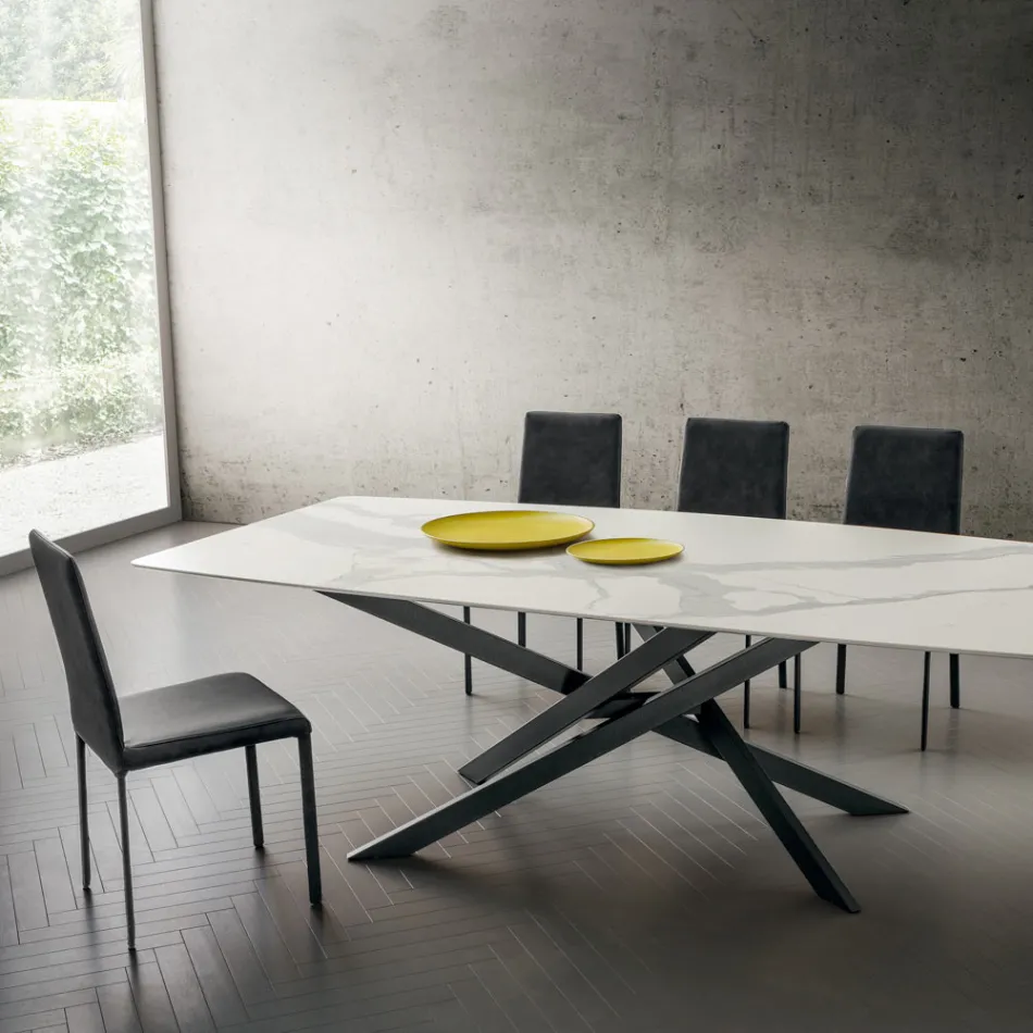 Silla de comedor de piel sintética Made in Italy, 2 piezas - Mawi Viadurini