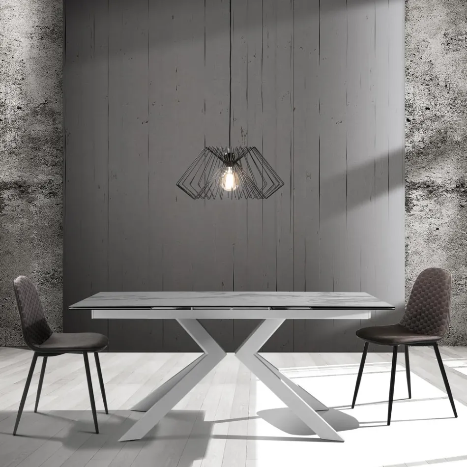 Silla de comedor en microfibra y metal negro mate 4 piezas - Jake Viadurini