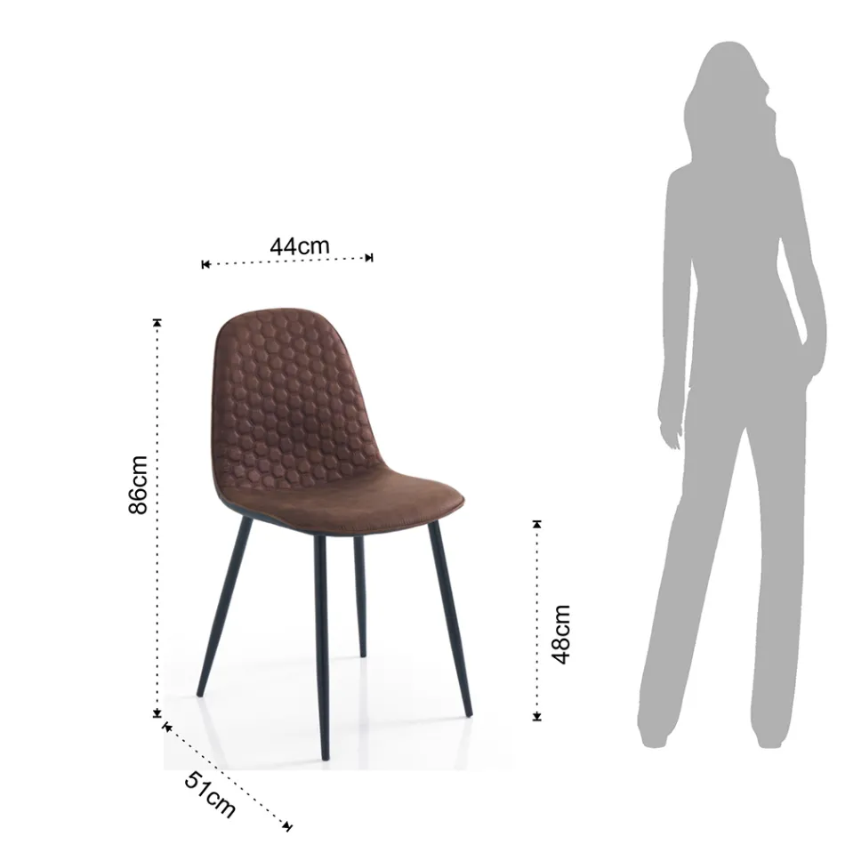 Silla de comedor en microfibra y metal negro mate 4 piezas - Jake Viadurini