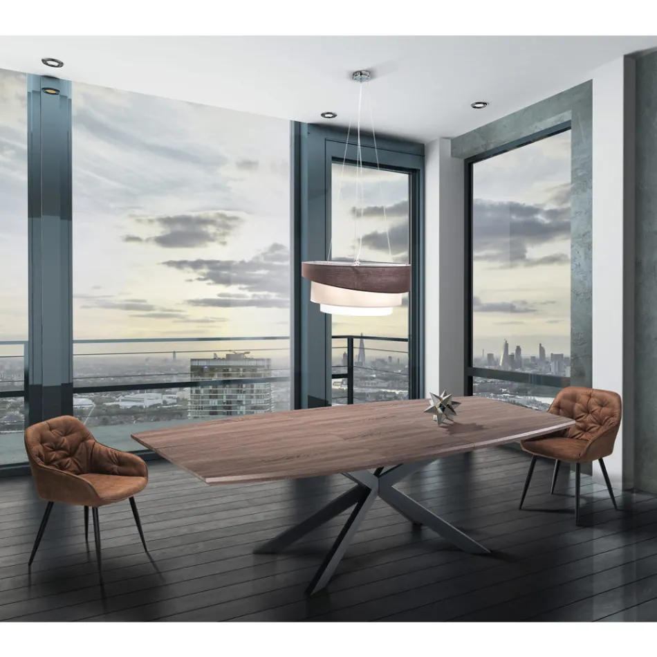 Silla de comedor en piel efecto envejecido 2 piezas - Garbina Viadurini