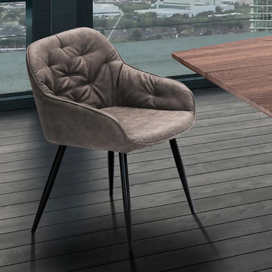 Silla de comedor en piel efecto envejecido 2 piezas - Garbina Viadurini