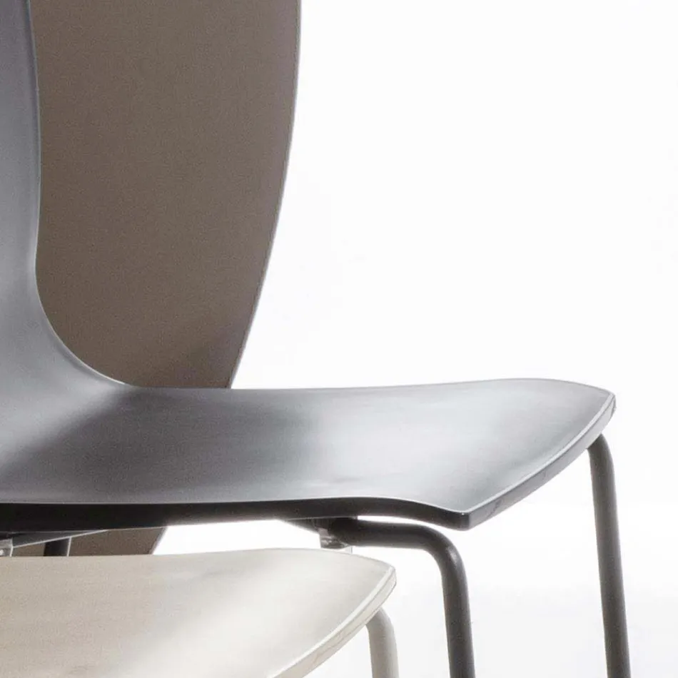 Silla de comedor de polipropileno con base de metal, 4 piezas - Alina Viadurini