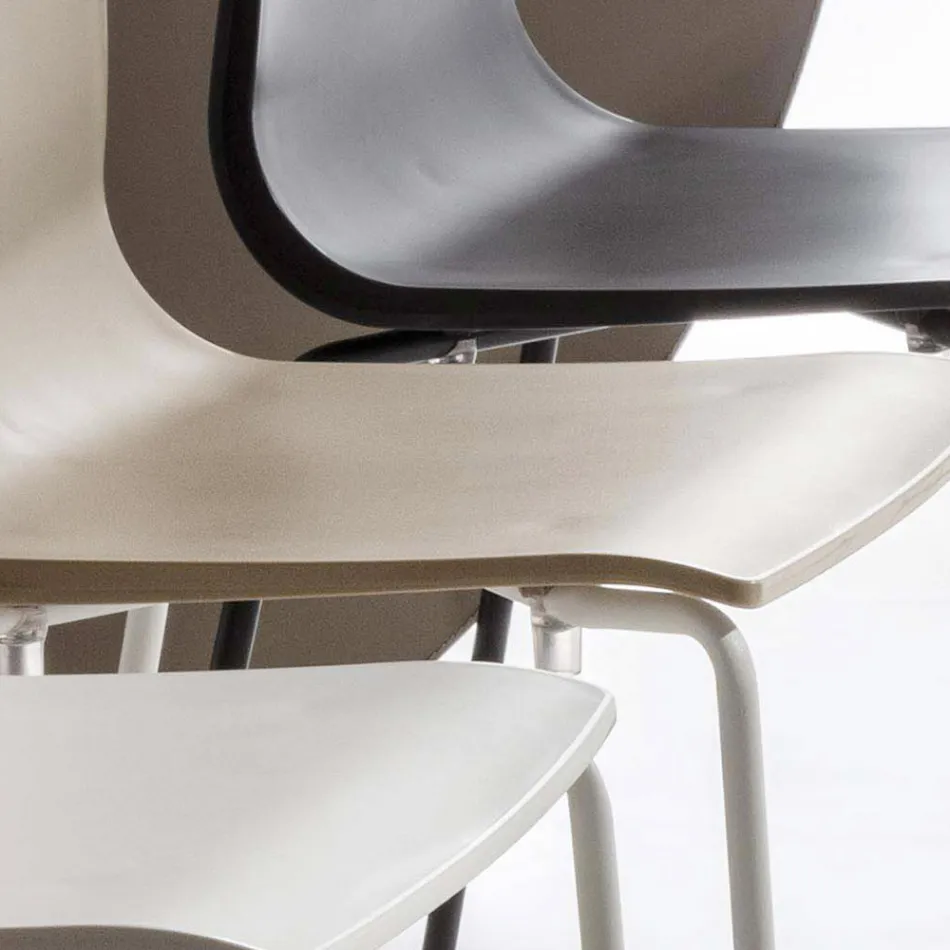 Silla de comedor de polipropileno con base de metal, 4 piezas - Alina Viadurini