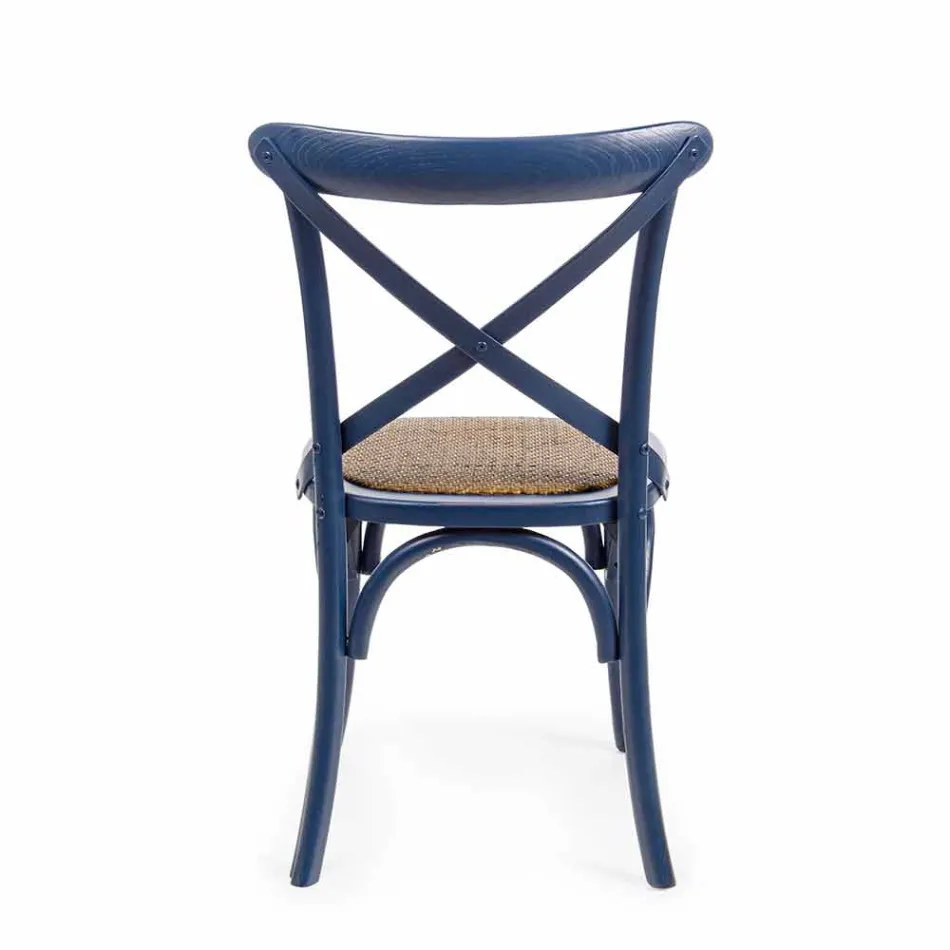 Silla de Comedor en Ratán y Madera Diseño Clásico Homemotion - Meridia Viadurini