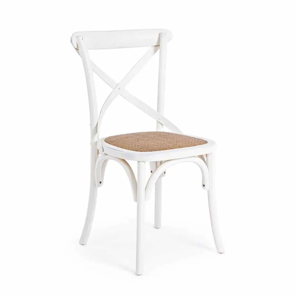 Silla de Comedor en Ratán y Madera Diseño Clásico Homemotion - Meridia Viadurini