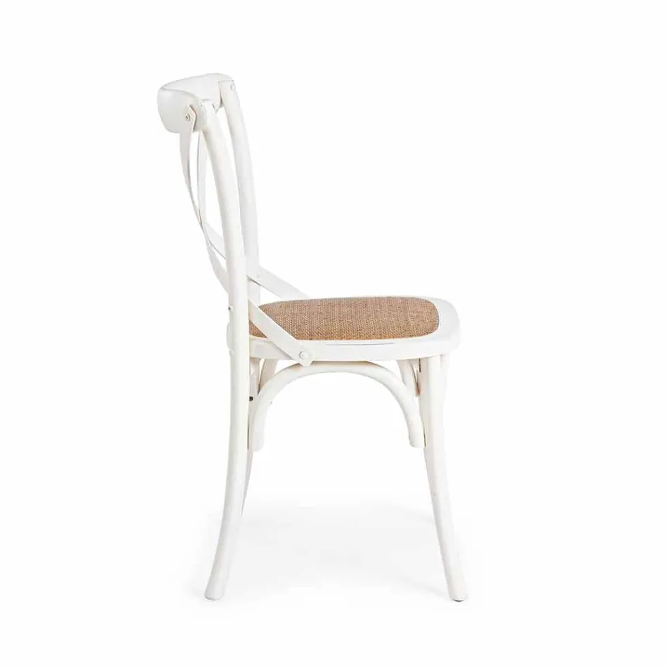 Silla de Comedor en Ratán y Madera Diseño Clásico Homemotion - Meridia Viadurini