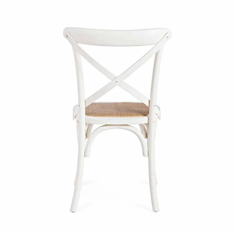 Silla de Comedor en Ratán y Madera Diseño Clásico Homemotion - Meridia Viadurini