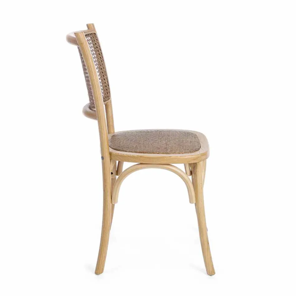 Silla de Comedor en Ratán y Madera Diseño Clásico Homemotion - Meridia Viadurini