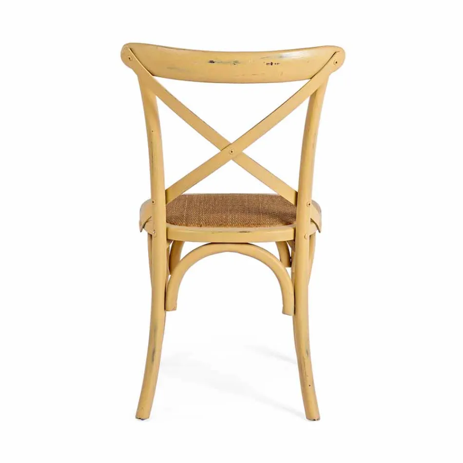 Silla de Comedor en Ratán y Madera Diseño Clásico Homemotion - Meridia Viadurini