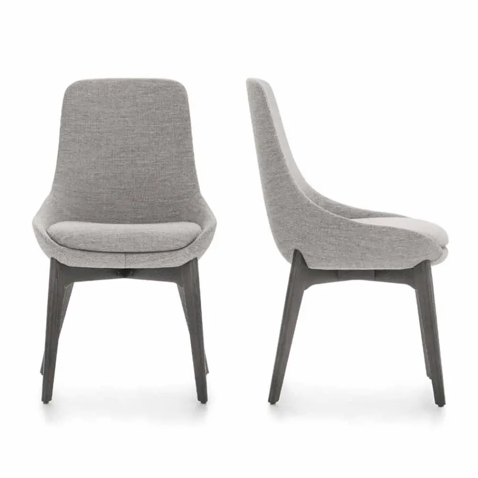 Silla de comedor de tela con base de madera Made in Italy - Coco Viadurini