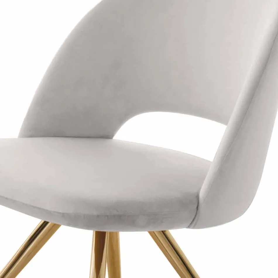 Silla de comedor de tela con patas doradas Made in Italy - Marchesi Viadurini
