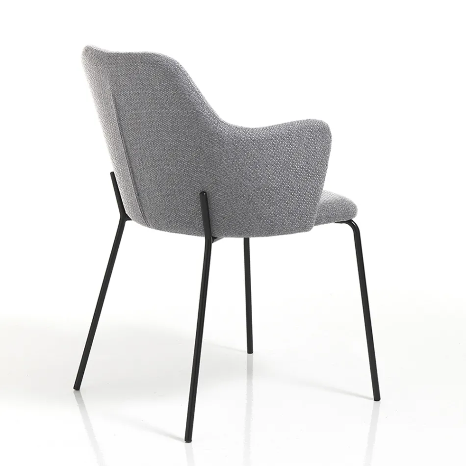 Silla de comedor de tela y metal negro mate 2 piezas - Corinna Viadurini