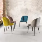 Silla de comedor de terciopelo con patas de metal negro, 4 piezas - Hanna Viadurini