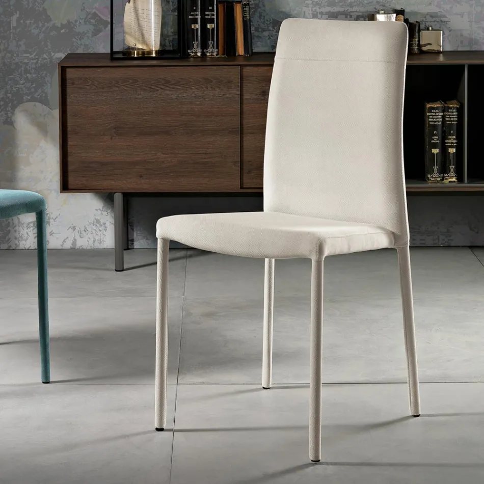 Silla de comedor moderna de tela hecha en Italia, Porzia Viadurini