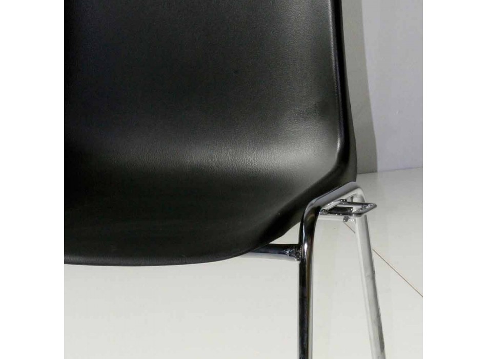 Silla moderna para sala de reuniones o sala de conferencias en metal y ABS negro - Zetica Viadurini