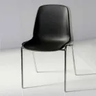 Silla moderna para sala de reuniones o sala de conferencias en metal y ABS negro - Zetica Viadurini