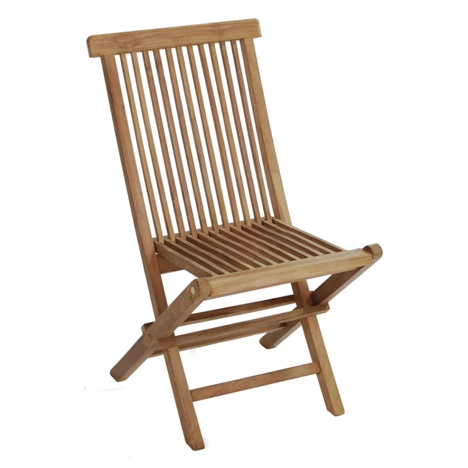 Silla de jardín plegable de teca - Brillante Viadurini