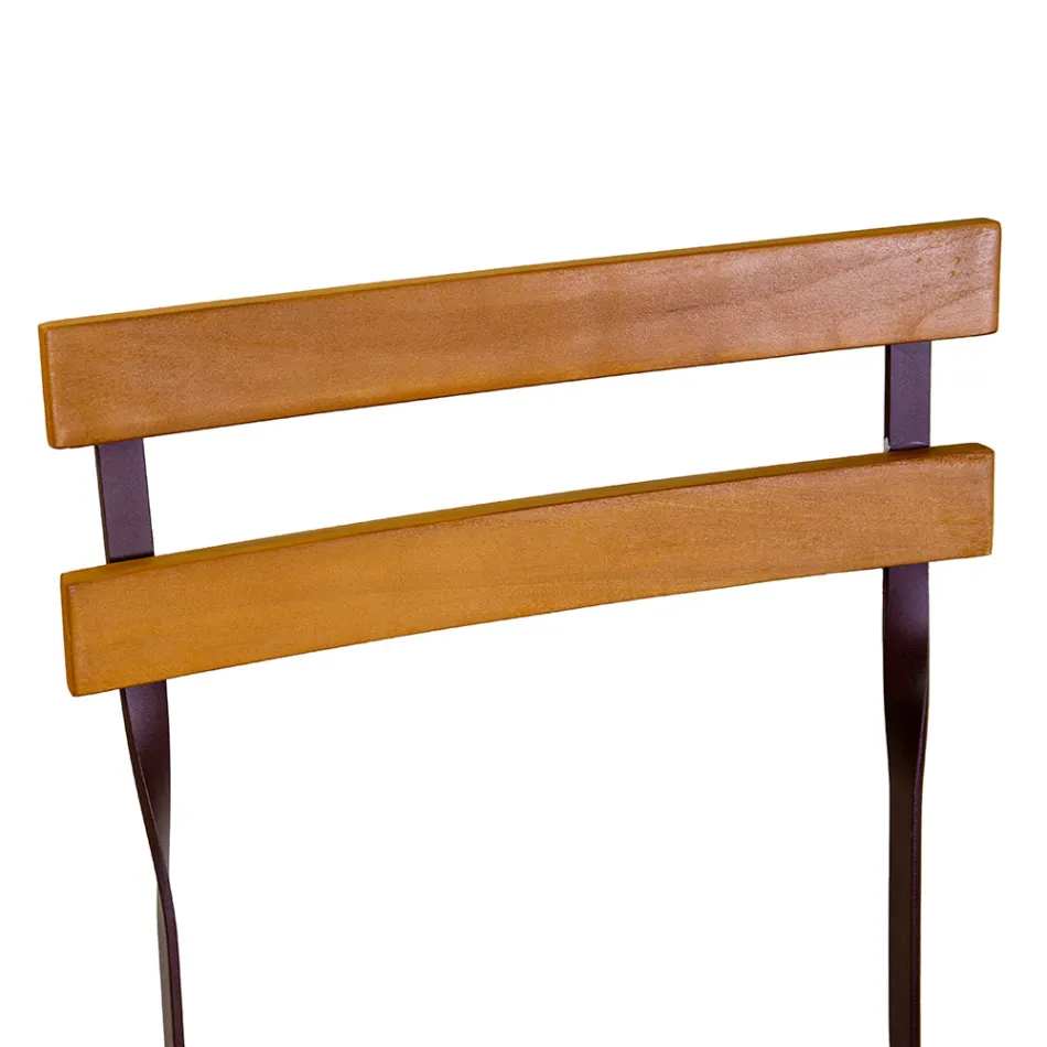 Silla plegable de metal con asiento y respaldo de madera de acacia - Estate Viadurini