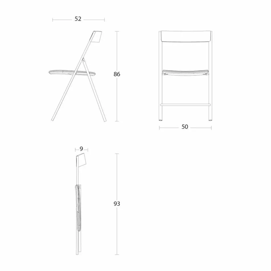 Silla plegable en metal y madera de roble 2 piezas Made in Italy - Roberta Viadurini