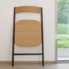 Silla plegable de metal y asiento y respaldo en madera de roble 2 piezas - Roberta Viadurini
