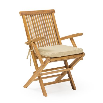 Silla plegable de exterior en teca con reposabrazos – Yggdrasil Viadurini