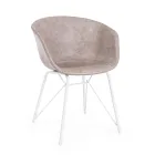 Silla Sillón en acero blanco o negro y cuero ecológico vintage - Gongo Viadurini