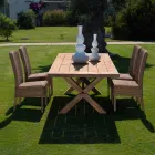 Silla de comedor al aire libre en ratán sintético tejido y tela, 2 piezas - Yves Viadurini