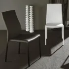 Silla de comedor moderna en metal pintado y asiento de cuero ecológico, 4 piezas - Alba Viadurini