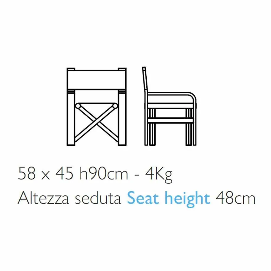 Silla de director plegable en lienzo Made in Italy, 2 piezas - Susy Viadurini