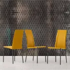 Silla tapizada en piel con estructura metálica Made in Italy, 2 piezas - Zinc Viadurini