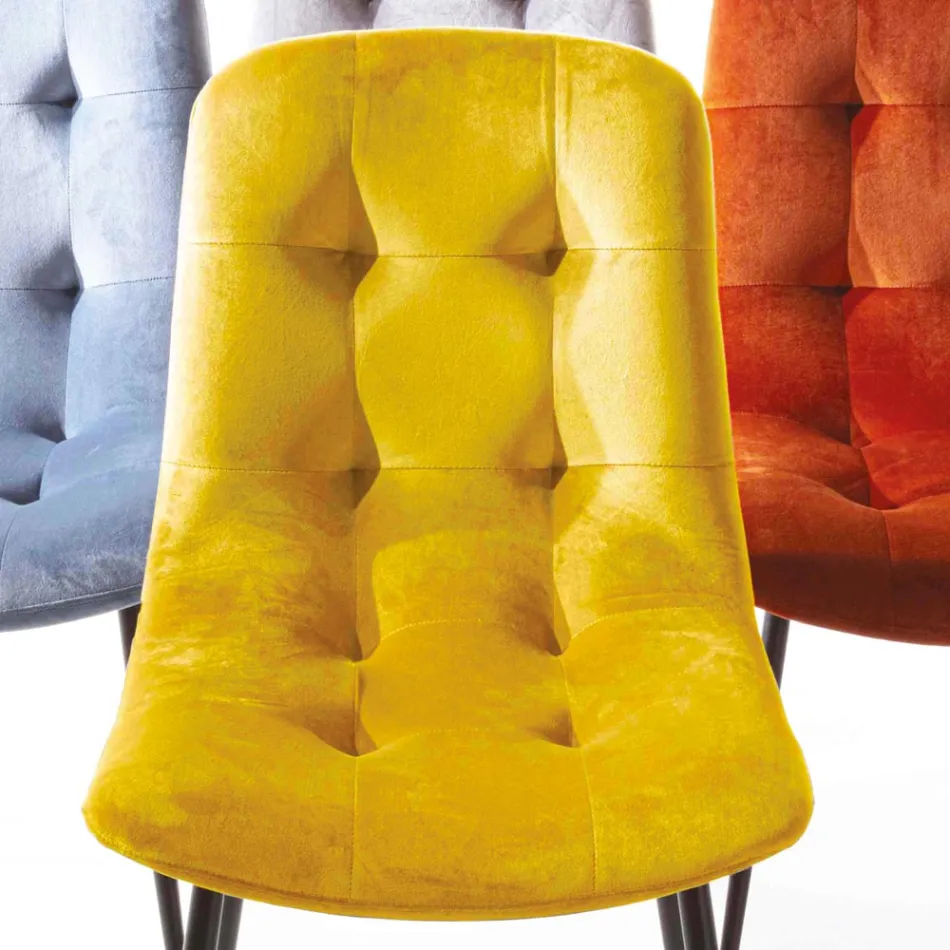 Silla de comedor tapizada de terciopelo resistente a las manchas, 4 piezas - Kylie Viadurini