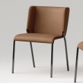Silla de comedor con asiento tapizado en cuero Made in Italy - Giulia