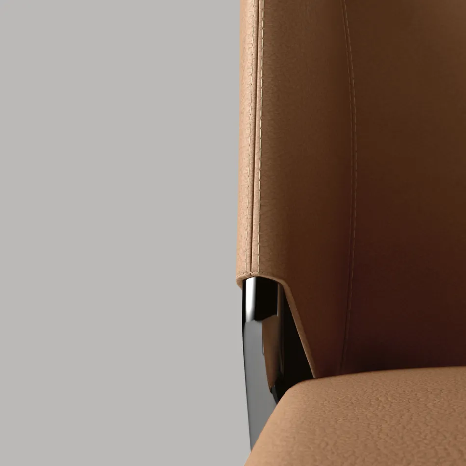 Silla de comedor con asiento tapizado en cuero Made in Italy - Giulia Viadurini