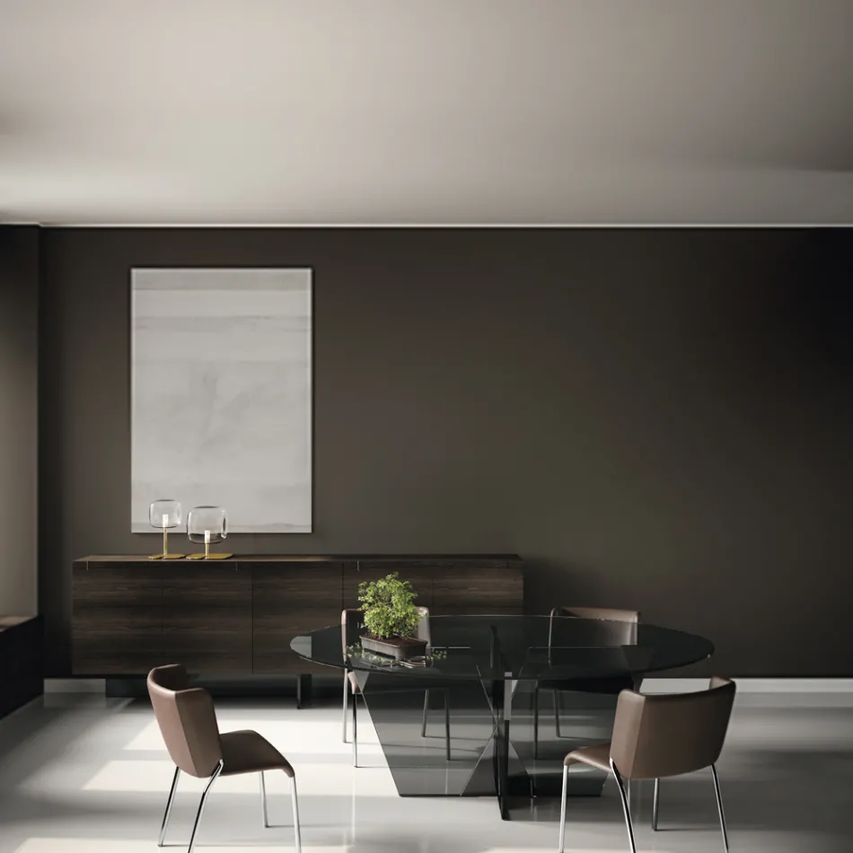 Silla de comedor con asiento tapizado en cuero Made in Italy - Giulia Viadurini