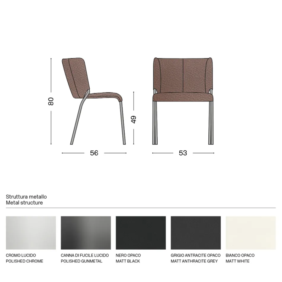 Silla de comedor con asiento tapizado en cuero Made in Italy - Giulia Viadurini