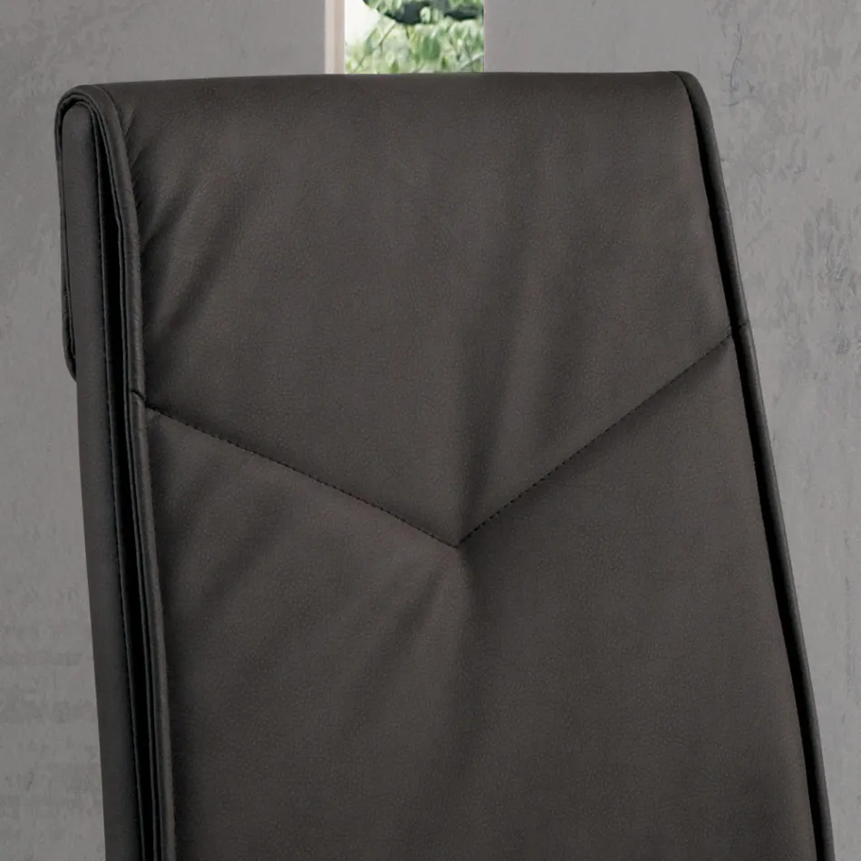 Silla de comedor de 2 piezas tapizada en piel sintética martillada - Robocop Viadurini