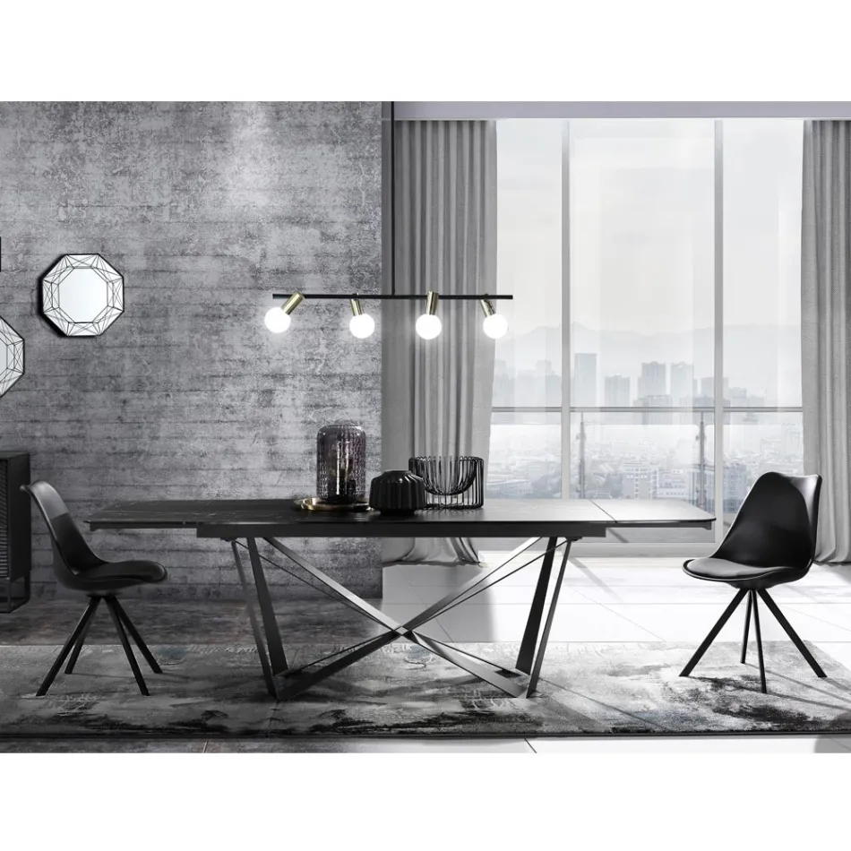 Silla de Comedor en Piel Sintética y Polipropileno 4 Piezas - Shakira Viadurini