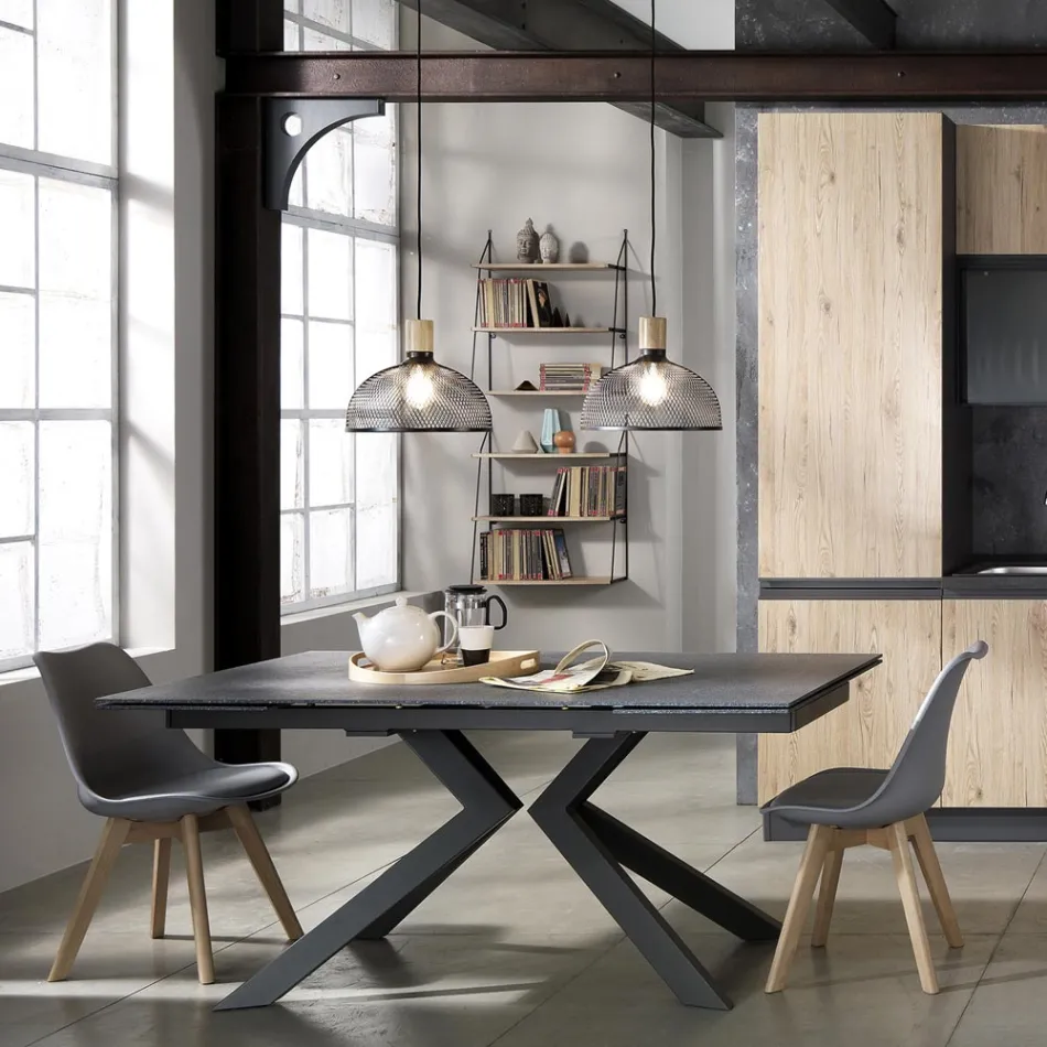 Silla de Comedor en Polipropileno y Piel Sintética 4 Piezas - Chira Viadurini