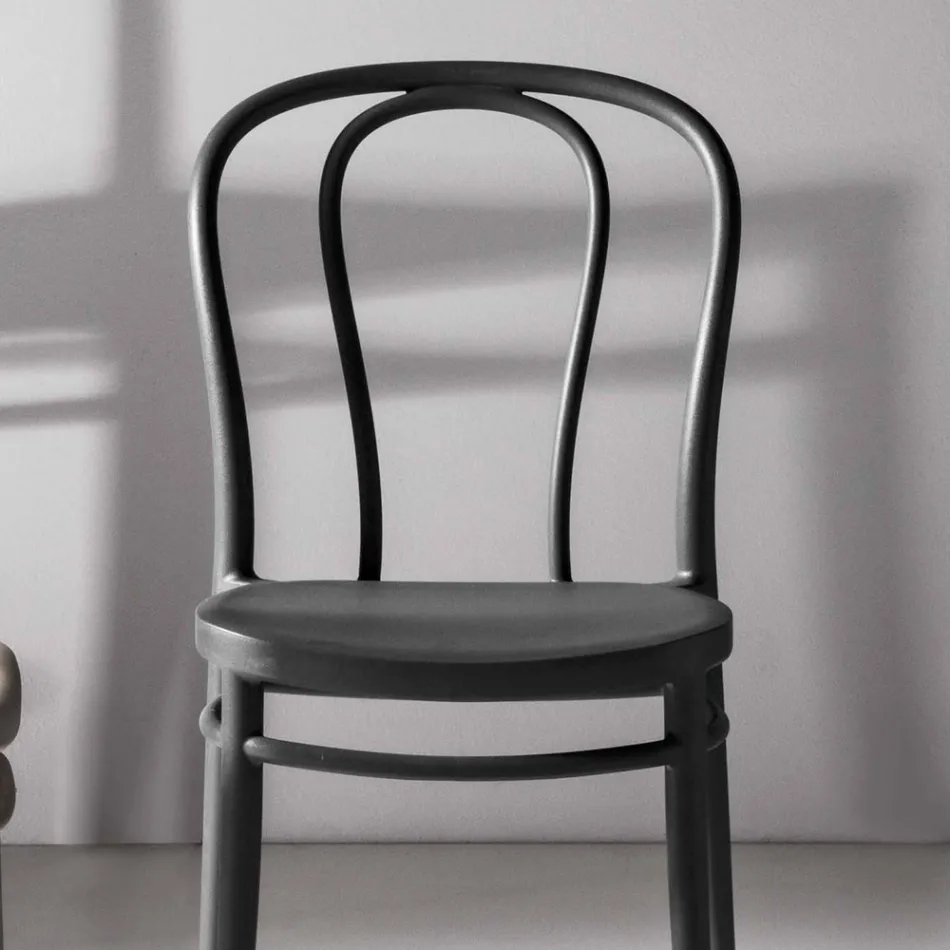 Silla de comedor en polipropileno apilable hasta 10 unidades, 4 piezas - Gaya Viadurini